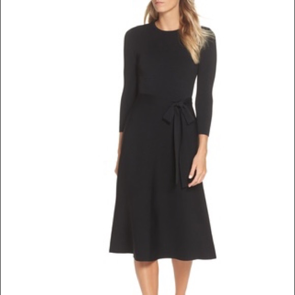 SOLD.    NWT Eliza J Fit and Flare Tie Waist Sweater Dress - Picture 2 of 8